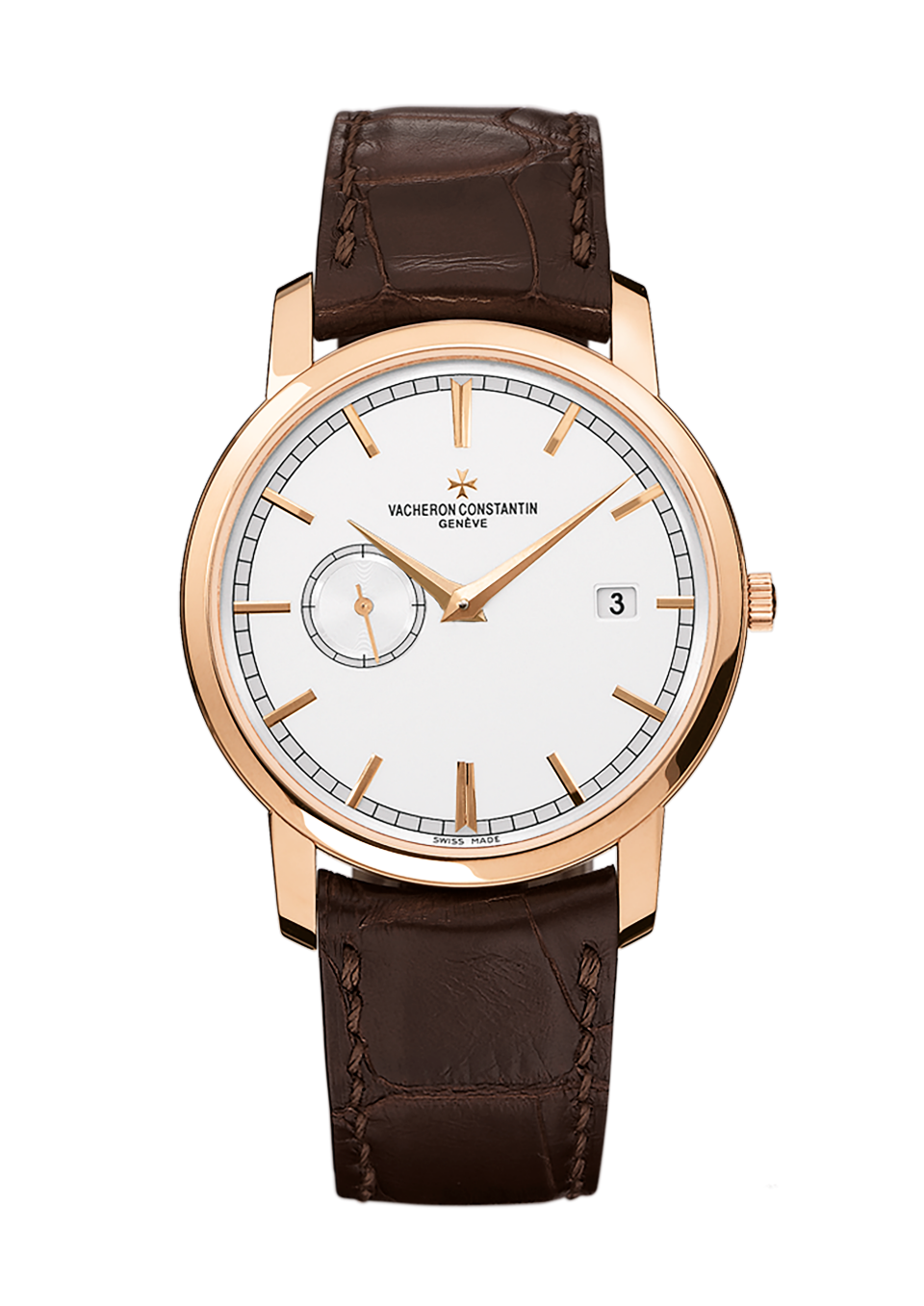 Vacheron Constantin Traditionnelle self-winding 38 mm Silver Dial 18K Pink Gold Alligator Leather Strap 87172/000R-9302