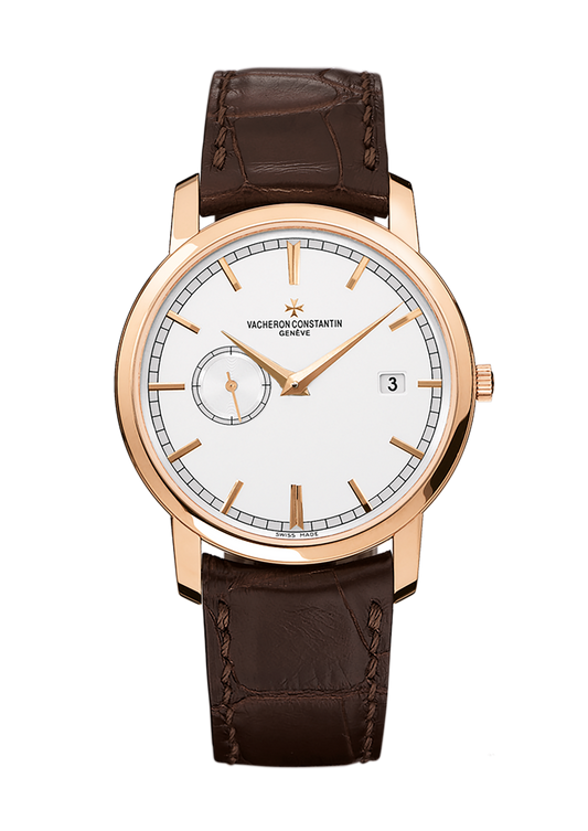 Vacheron Constantin Traditionnelle self-winding 38 mm Silver Dial 18K Pink Gold Alligator Leather Strap 87172/000R-9302