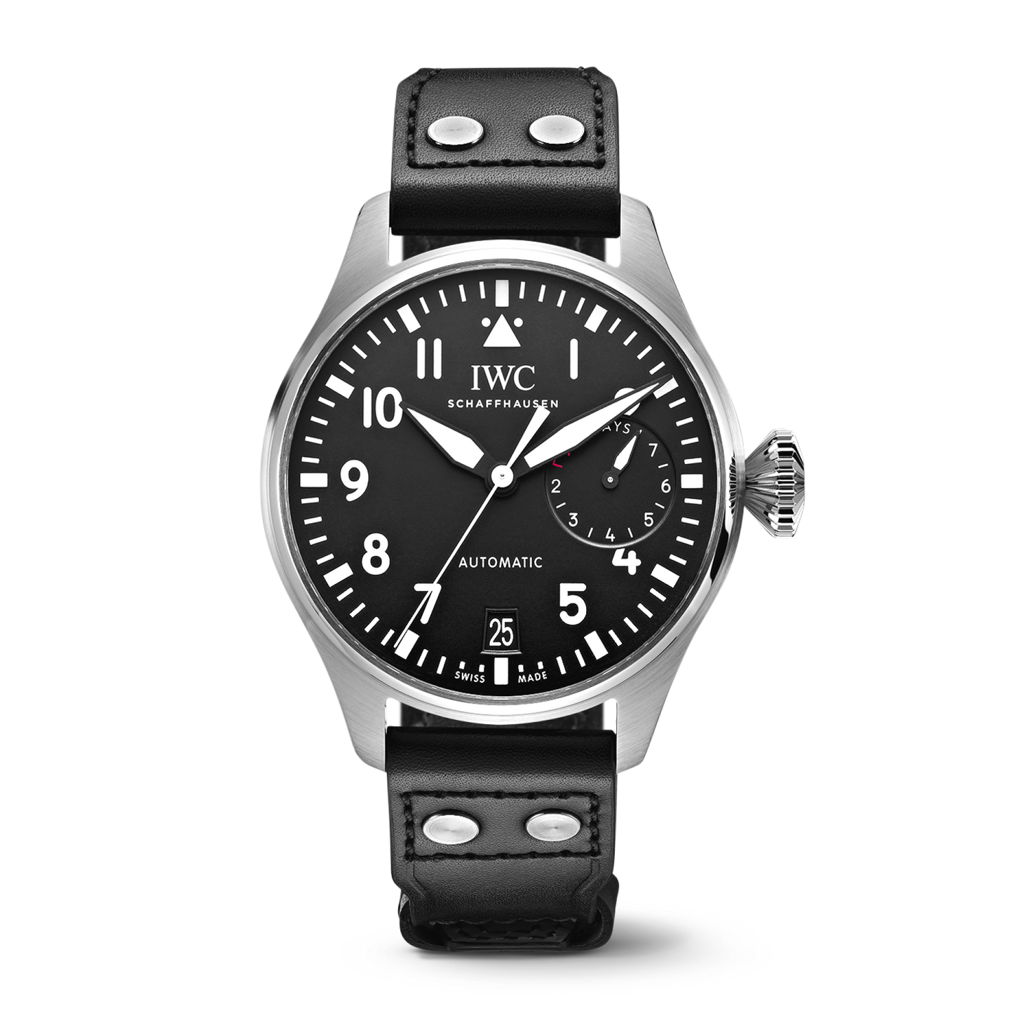 IWC Schaffhausen Big Pilot’s Watch 46.2  mm Black Dial Stainless Steel Black Calfskin Strap IW501001