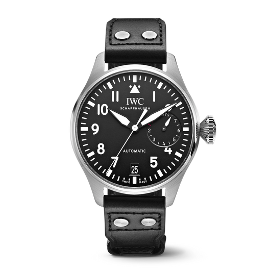 IWC Schaffhausen Big Pilot’s Watch 46.2  mm Black Dial Stainless Steel Black Calfskin Strap IW501001