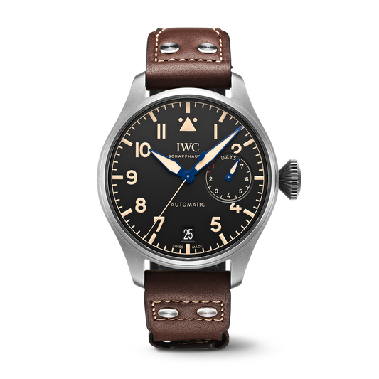 IWC Schaffhausen Big Pilot’s Watch Heritage 46.2  mm Black Dial Titanium Brown  Calfskin Strap IW501004