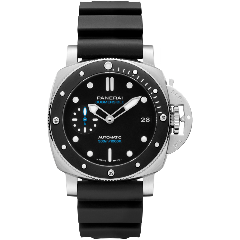 Panerai Submersible 42 mm Black Dial Brushed Steel Caoutchouc Black Strap PAM02683