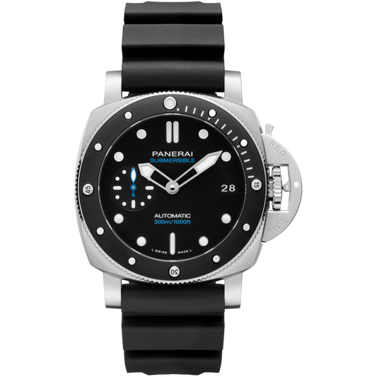 Panerai Submersible 42 mm Black Dial Brushed Steel Caoutchouc Black Strap PAM02683