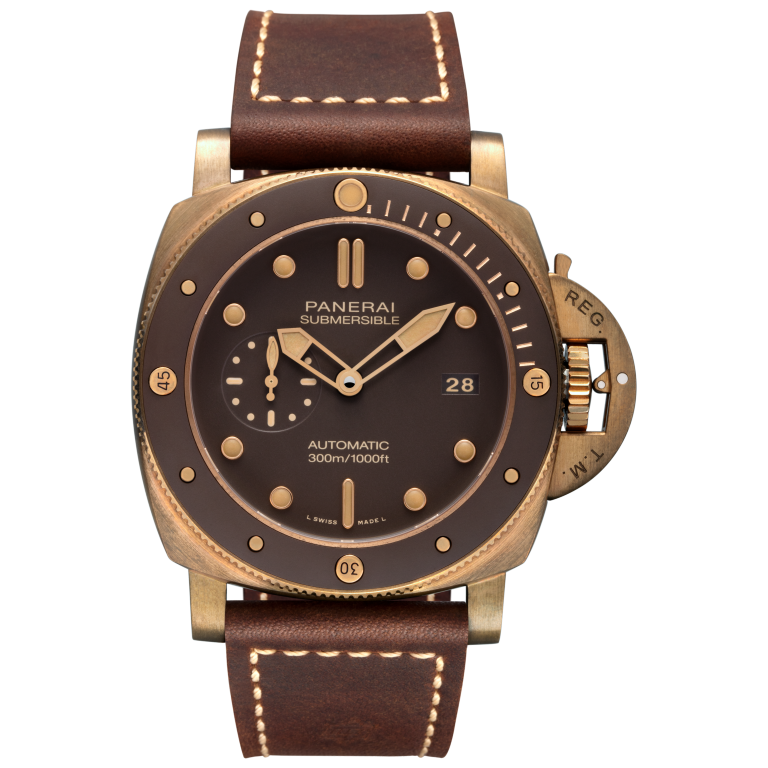 Panerai Submersible Bronzo 47 mm Brown Dial Bronze Calf Ponte Vecchio Vintage Dark Brown Strap PAM00968