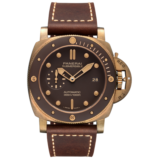 Panerai Submersible Bronzo 47 mm Brown Dial Bronze Calf Ponte Vecchio Vintage Dark Brown Strap PAM00968