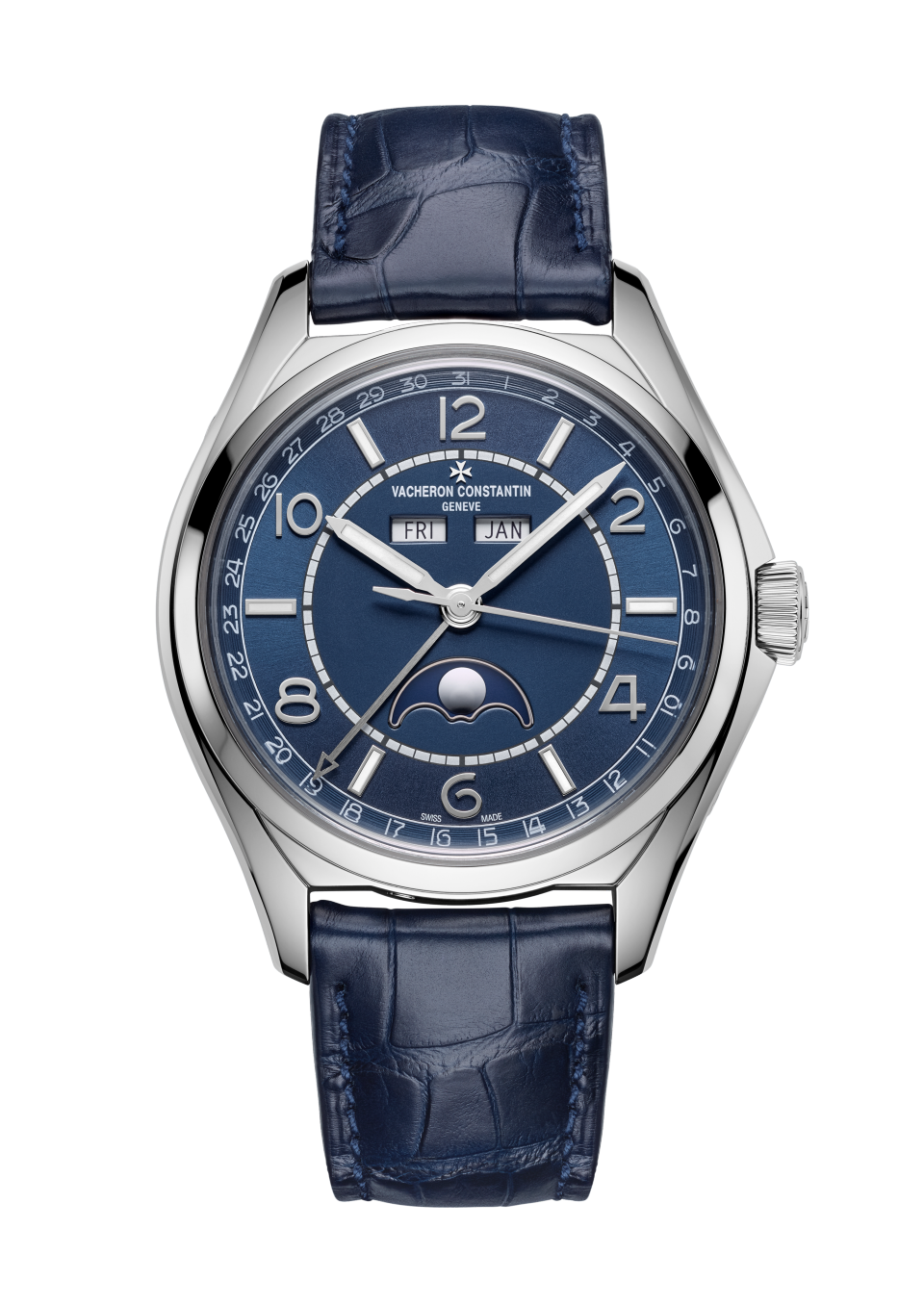 Vacheron Constantin Fiftysix complete calendar 40 mm Blue Dial Stainless Steel Alligator Leather Strap 4000E/000A-B548