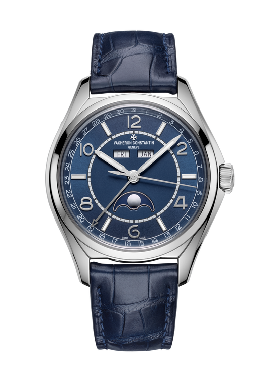 Vacheron Constantin Fiftysix complete calendar 40 mm Blue Dial Stainless Steel Alligator Leather Strap 4000E/000A-B548