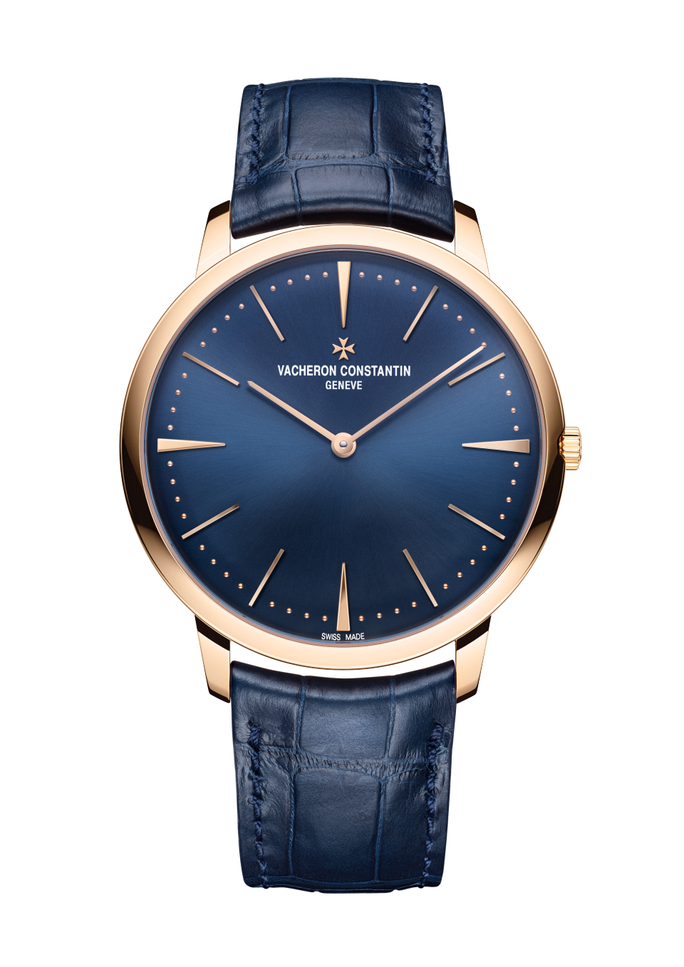 Vacheron Constantin Patrimony manual-winding 40 mm Blue Dial 18K Pink Gold Alligator Leather Strap 81180/000R-B518