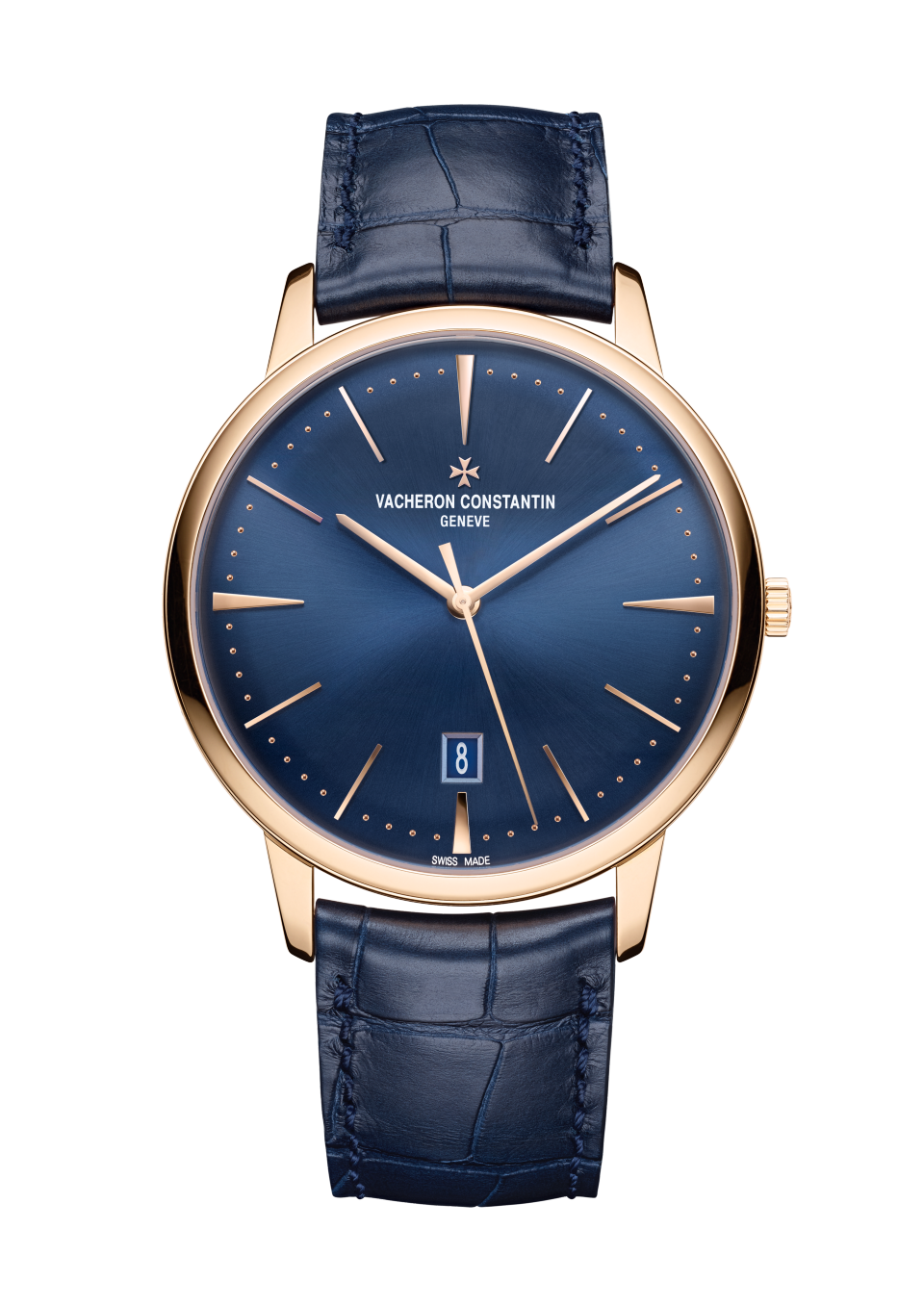 Vacheron Constantin Patrimony self-winding 40 mm Blue Dial 18K Pink Gold Alligator Leather Strap 85180/000R-B515