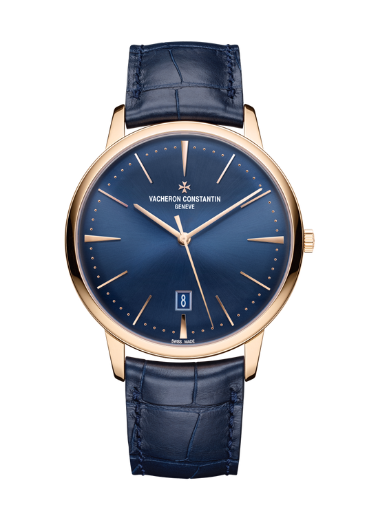 Vacheron Constantin Patrimony self-winding 40 mm Blue Dial 18K Pink Gold Alligator Leather Strap 85180/000R-B515