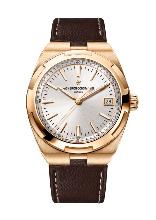 Vacheron Constantin Overseas self-winding 41 mm Silver Dial 18K Pink Gold Calfskin Leather Strap 4500V/000R-B127