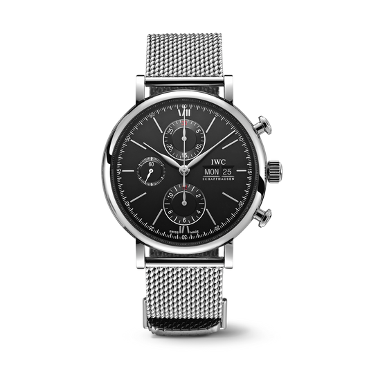 IWC Schaffhausen Portofino Chronograph 42 mm Black  Dial Stainless Steel Bracelet IW391030