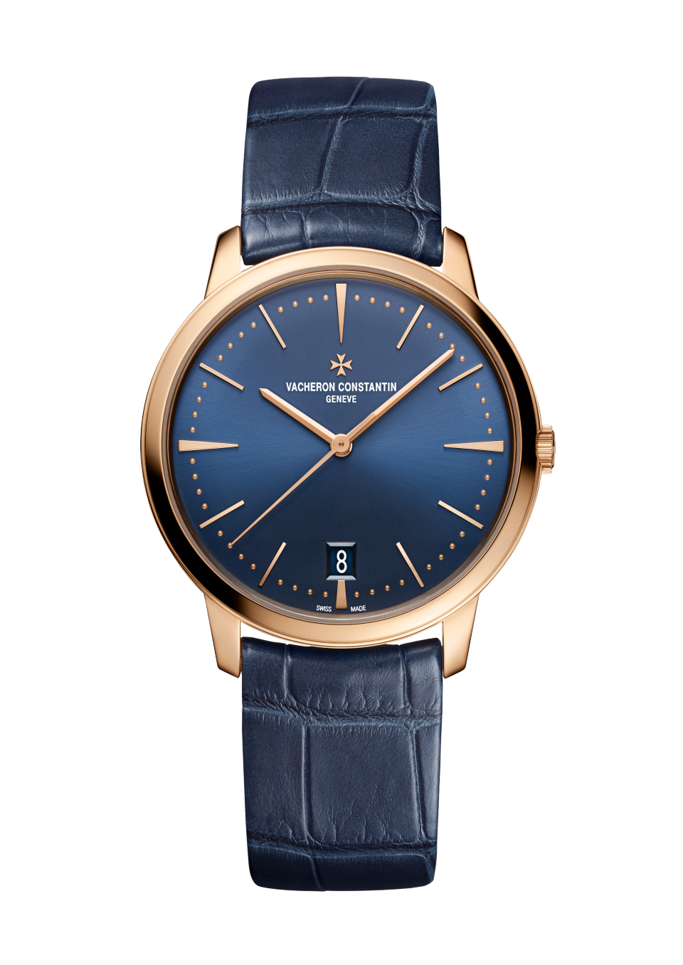 Vacheron Constantin Patrimony self-winding 36 mm Blue Dial 18K Pink Gold Alligator Leather Strap 4100U/000R-B643