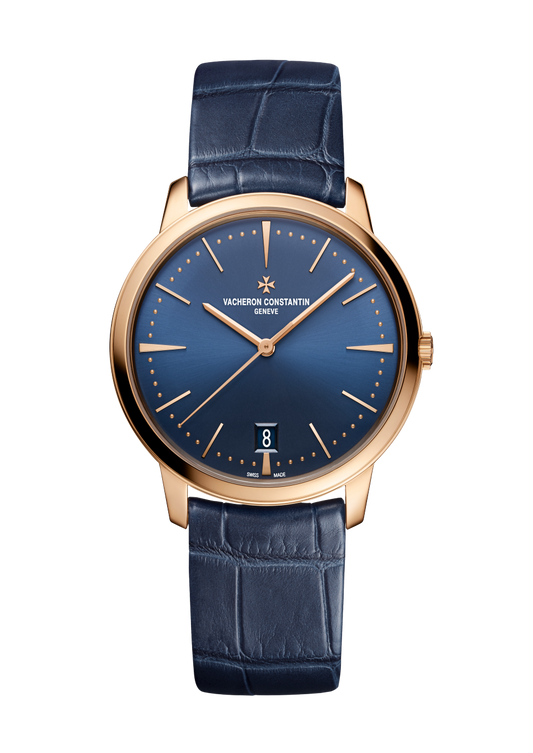 Vacheron Constantin Patrimony self-winding 36 mm Blue Dial 18K Pink Gold Alligator Leather Strap 4100U/000R-B643