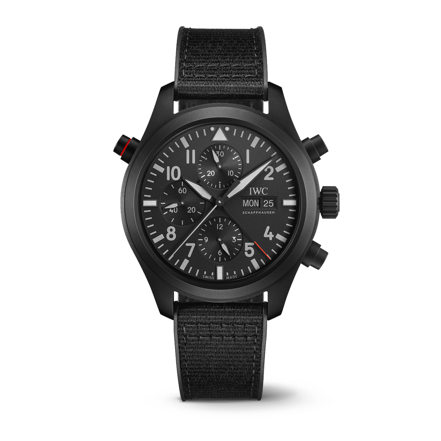 IWC Schaffhausen Pilot’s Watch Double Chronograph TOP GUN Ceratanium® 44 mm Black Dial Ceratanium®  Black Rubber Strap IW371815