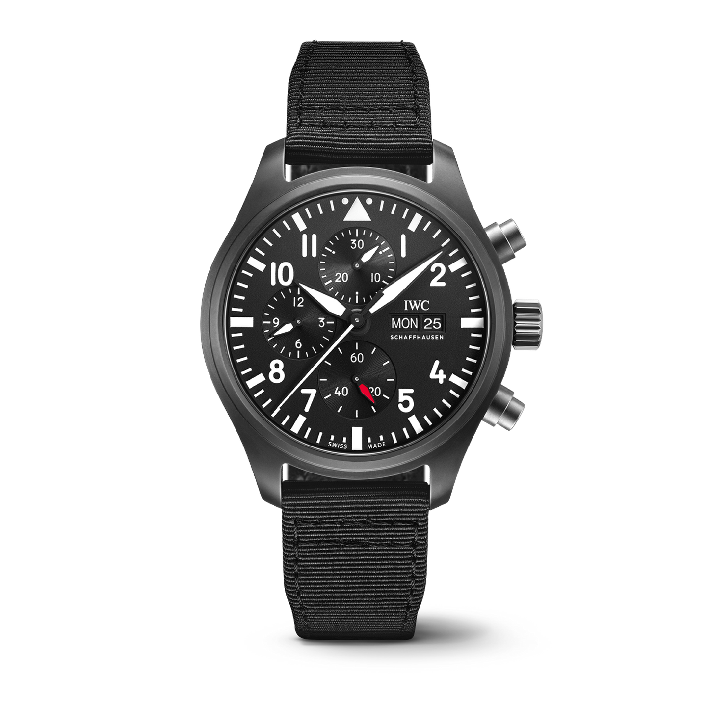 IWC Schaffhausen Pilot’s Watch Chronograph TOP GUN 44.4 mm Black Dial Ceramic  Black Textile Strap IW389101