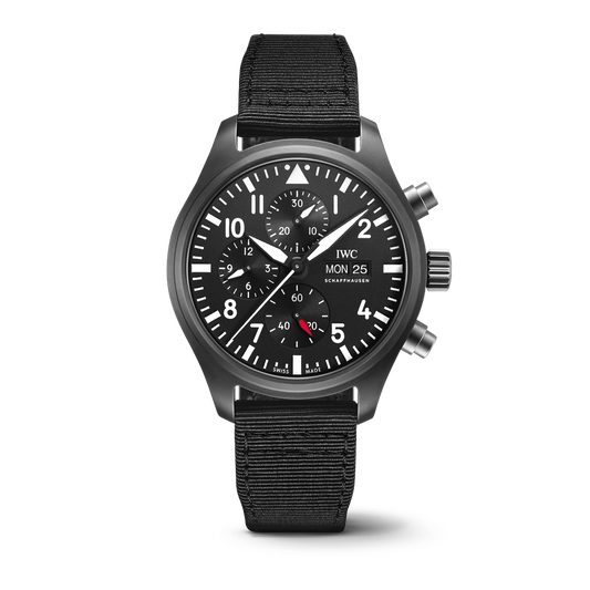 IWC Schaffhausen Pilot’s Watch Chronograph TOP GUN 44.5 mm Black Dial Ceramic  Black Textile Strap IW389101