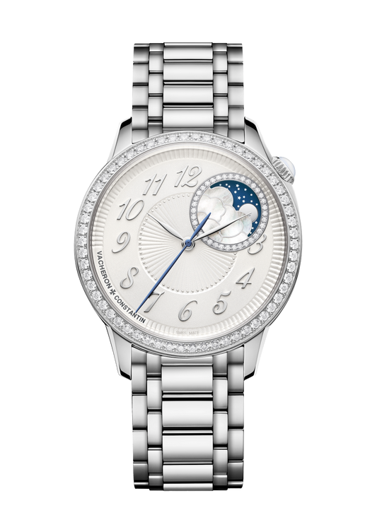 Vacheron Constantin Égérie moon phase 37 mm Silver Dial with Diamonds Stainless Steel Bracelet 8005F/120A-B497