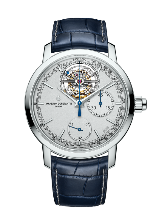 Vacheron Constantin Traditionnelle tourbillon chronograph Collection Excellence Platine 42.5 mm Silver Dial Platinum Alligator Leather Strap 5100T/000P-H041