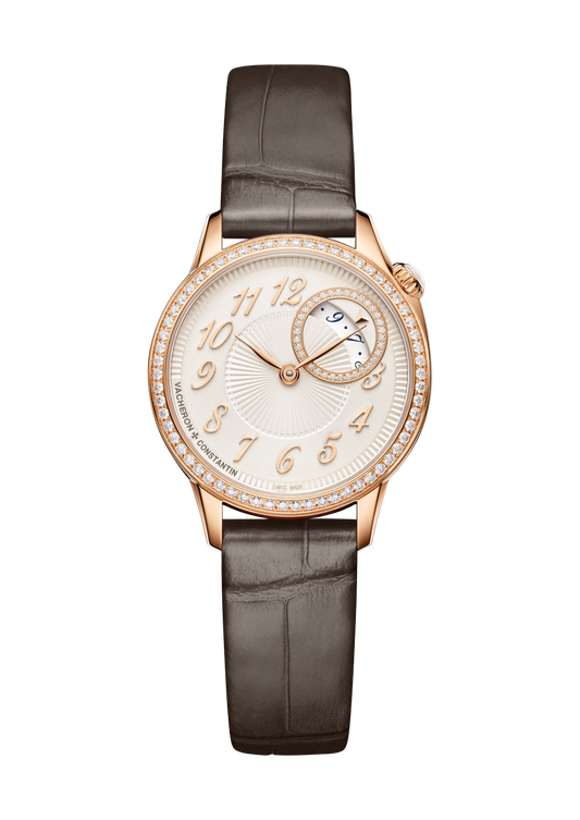 Vacheron Constantin Égérie quartz 30 mm Silver Dial with Diamonds 18K Pink Gold Alligator Leather Strap 1205F/000R-B622