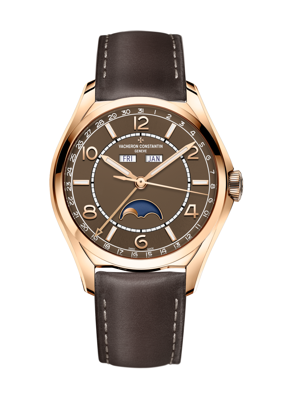 Vacheron Constantin Fiftysix complete calendar 40 mm Brown Dial 18K Pink Gold Calfskin Leather Strap 4000E/000R-B065