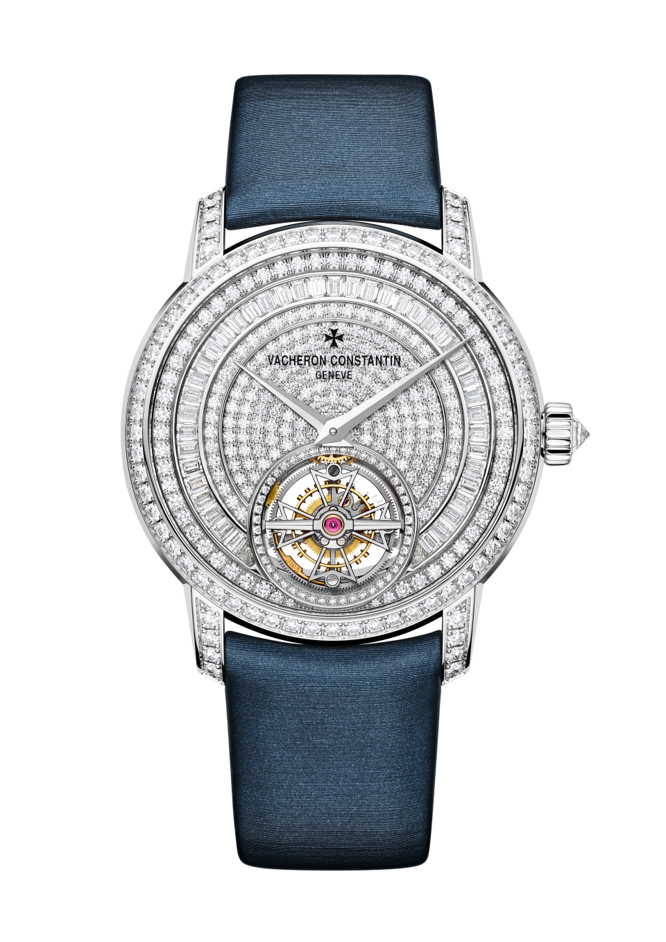 Vacheron Constantin Traditionnelle tourbillon jewellery 39 mm Diamond Paved Dial White Gold Satin Strap 6025T/000G-B635