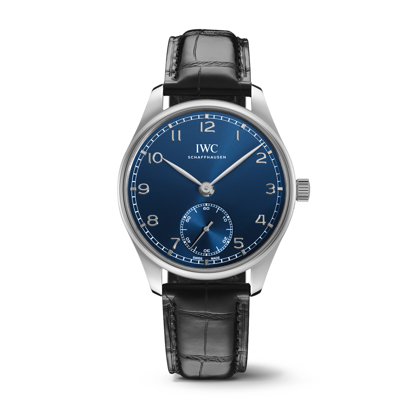 IWC Schaffhausen Portugieser Automatic 40.4 mm Blue Dial Stainless Steel Black Alligator Leather Strap IW358305