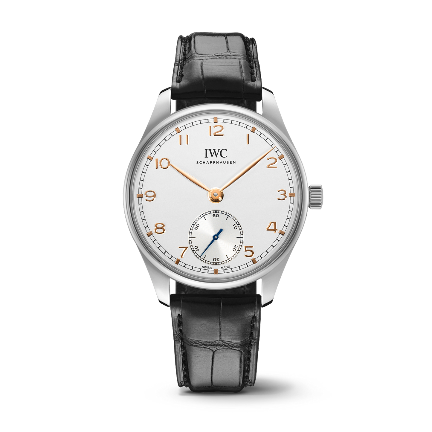 IWC Schaffhausen Portugieser Automatic 40 mm Silver Dial Stainless Steel Black Alligator Leather Strap IW358303