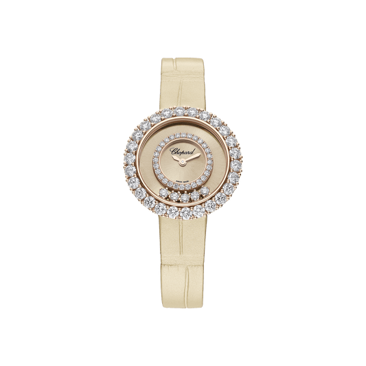 Chopard Happy Diamonds Joaillerie 29 mm Beige Dial with Diamonds 18k Rose Gold Alligator Leather Strap 205369-5002