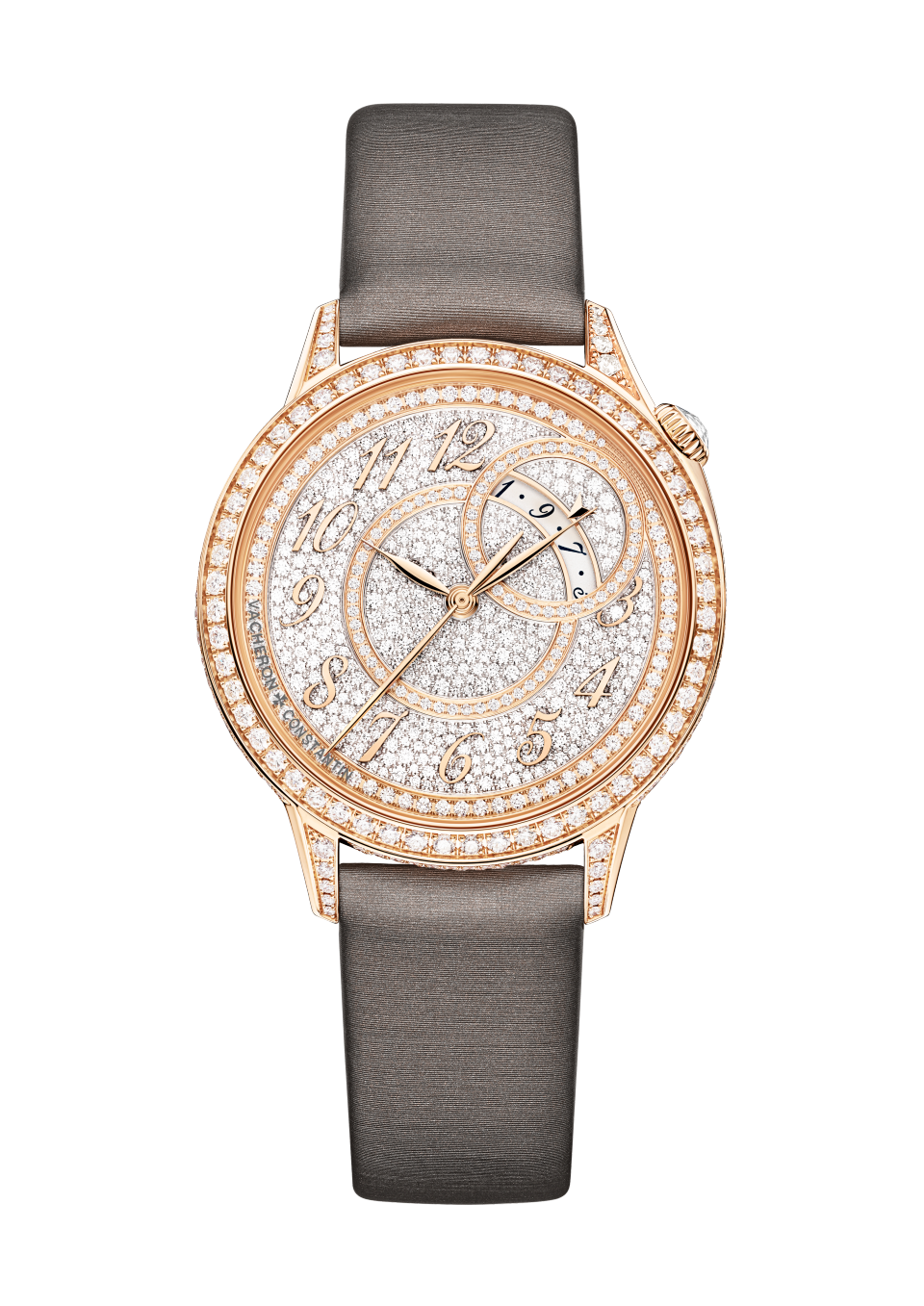 Vacheron Constantin Égérie self-winding 35 mm Diamond Paved Dial 18K Pink Gold Satin Strap 4606F/000R-B648