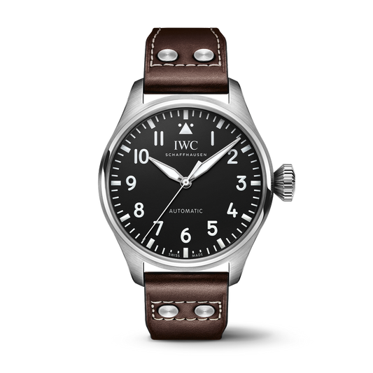 IWC Schaffhausen Big Pilot's Watch 43 mm Black Dial Stainless Steel Brown  Calfskin Strap IW329301