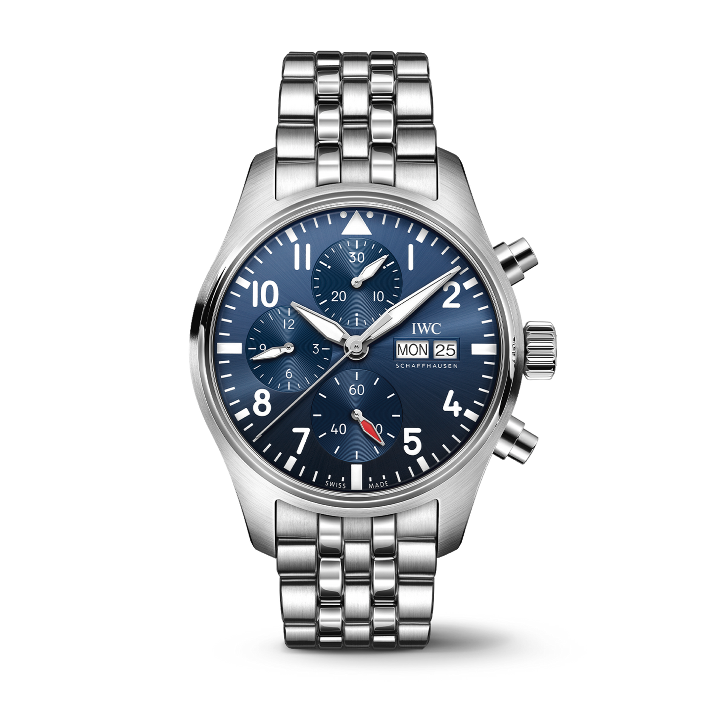 IWC Schaffhausen Pilot’s Watch Chronograph 41  mm Blue  Dial Stainless Steel Bracelet IW388102