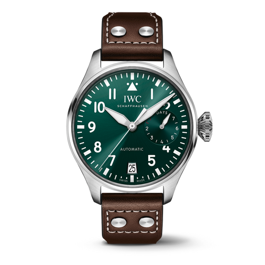 IWC Schaffhausen Big Pilot’s Watch 46.2  mm Green  Dial Stainless Steel  Brown Calfskin Strap IW501015