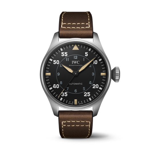 IWC Schaffhausen Big Pilot’s Watch 43 Spitfire 43 mm Black Dial Titanium  Brown Calfskin Strap IW329701