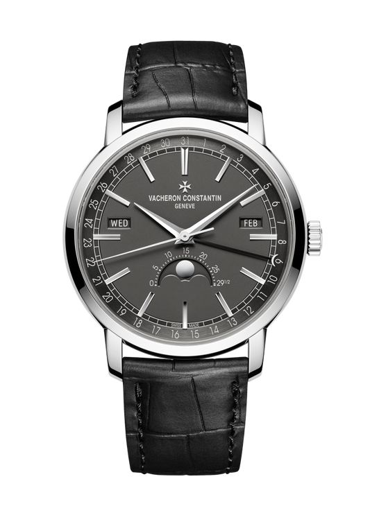 Vacheron Constantin Traditionnelle complete calendar 41 mm Black Dial White Gold Alligator Leather Strap 4010T/000G-B740