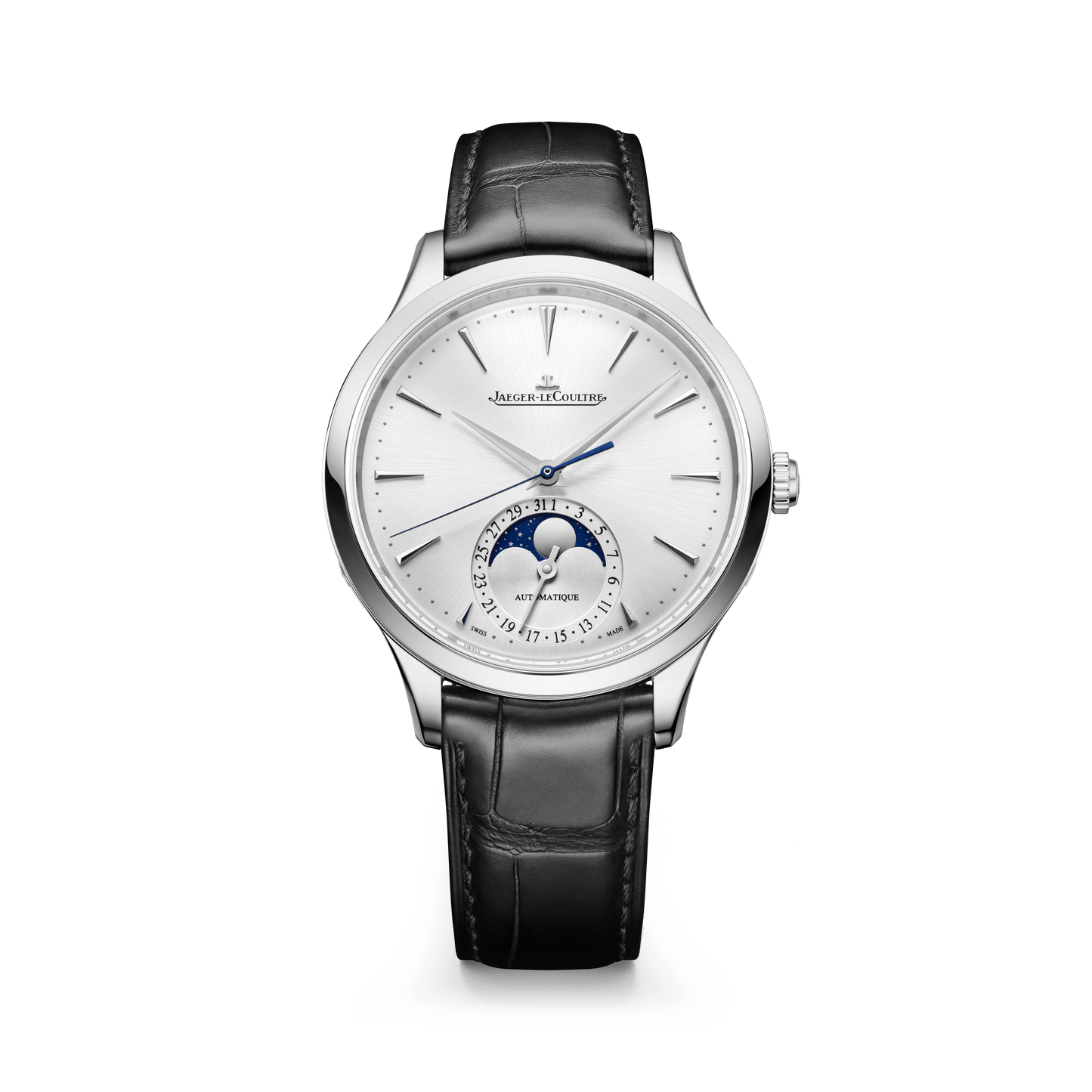 Jaeger-LeCoultre Master Ultra Thin Moon 36 mm Silver Dial Stainless Steel Alligator Leather Strap Q1248421