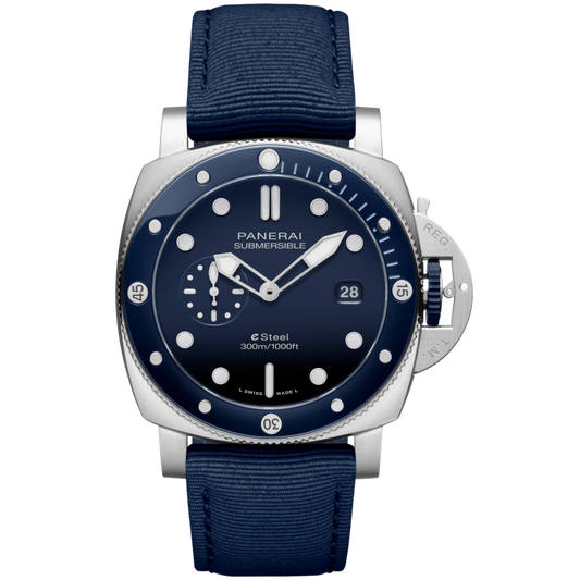 Panerai Submersible QuarantaQuattro Blu Profondo 44 mm Blue Dial Brushed Steel Recycled PET Blue Strap PAM01289