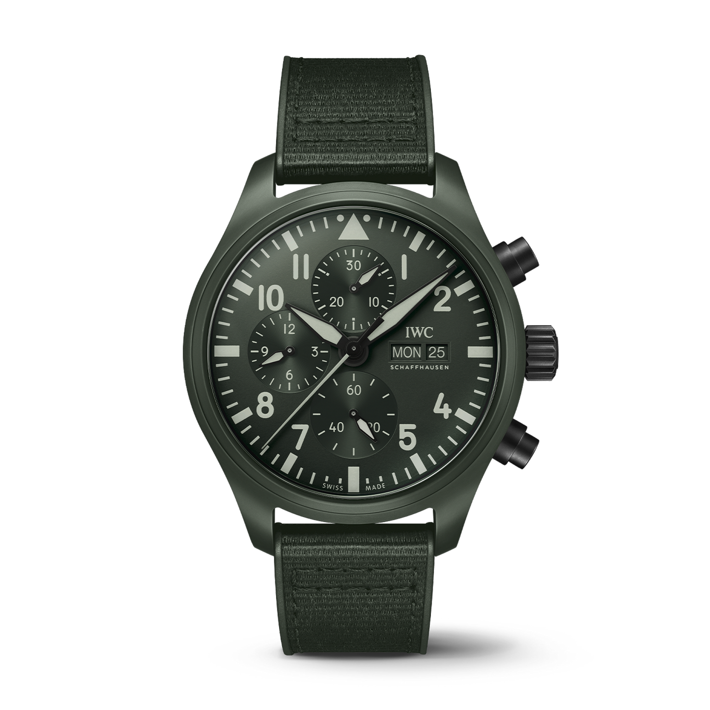 IWC Schaffhausen Pilot’s Watch Chronograph TOP GUN Edition “Woodland” 44.4 mm Green  Dial Ceramic  Green Rubber Strap IW389106