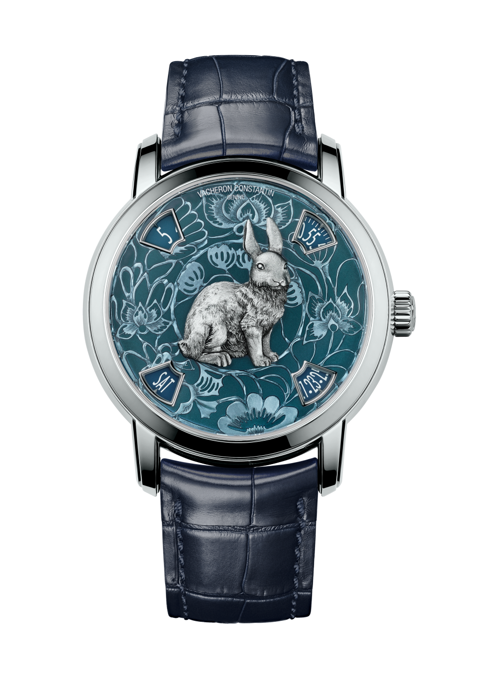 Vacheron Constantin Métiers d'Art The legend of the Chinese Zodiac - year of the rabbit 40 mm Blue Dial Platinum Alligator Leather Strap 86073/000P-B932