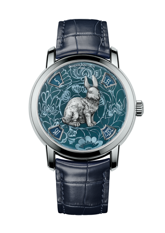 Vacheron Constantin Métiers d'Art The legend of the Chinese Zodiac - year of the rabbit 40 mm Blue Dial Platinum Alligator Leather Strap 86073/000P-B932