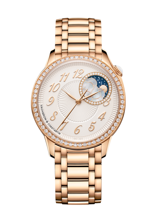 Vacheron Constantin Égérie moon phase 37 mm Silver Dial with Diamonds 18K Pink Gold Bracelet 8005F/120R-H002