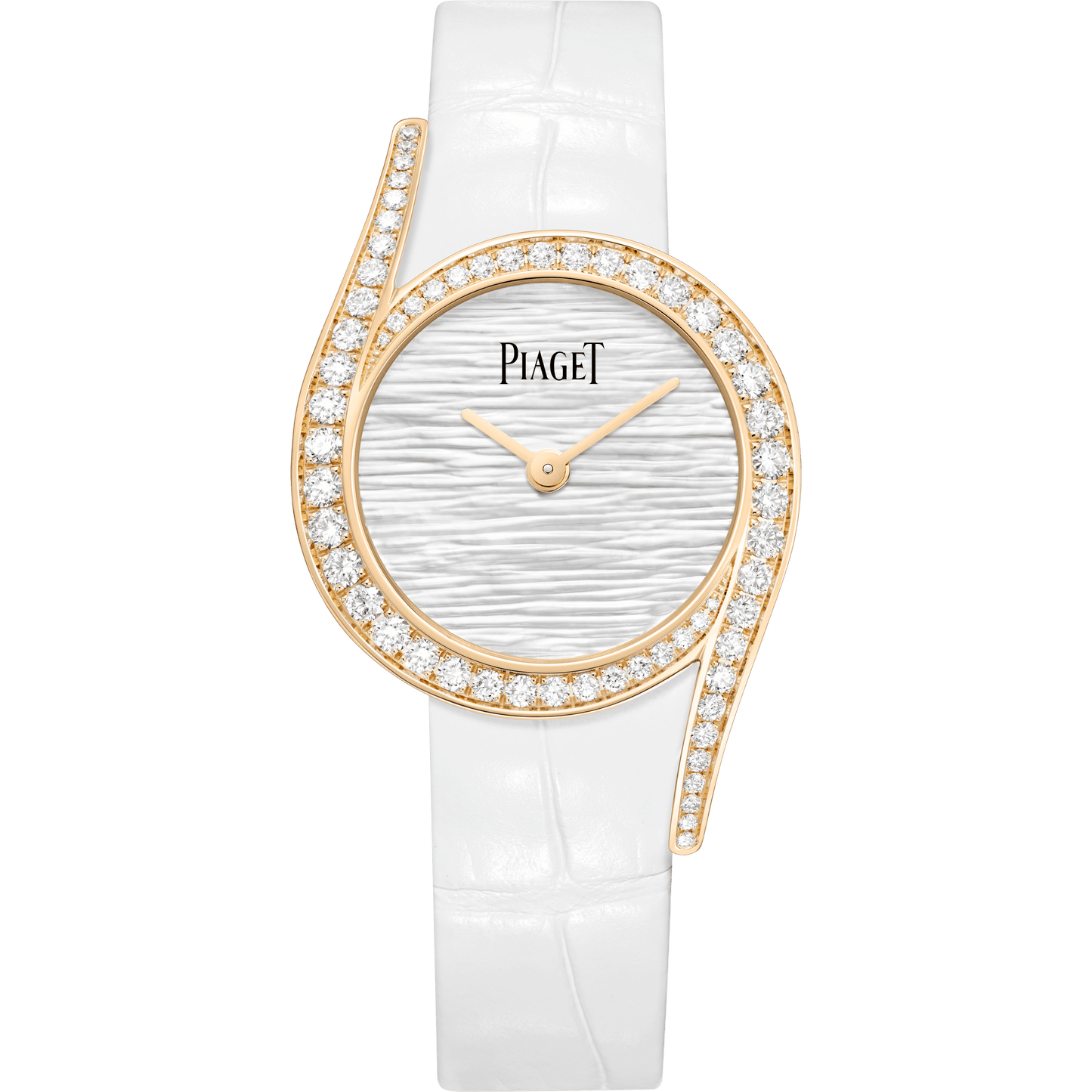 Piaget Limelight Gala watch 26 mm White Mother-Of-Pearl Dial with Diamonds 18k Rose Gold Alligator Strap G0A46151