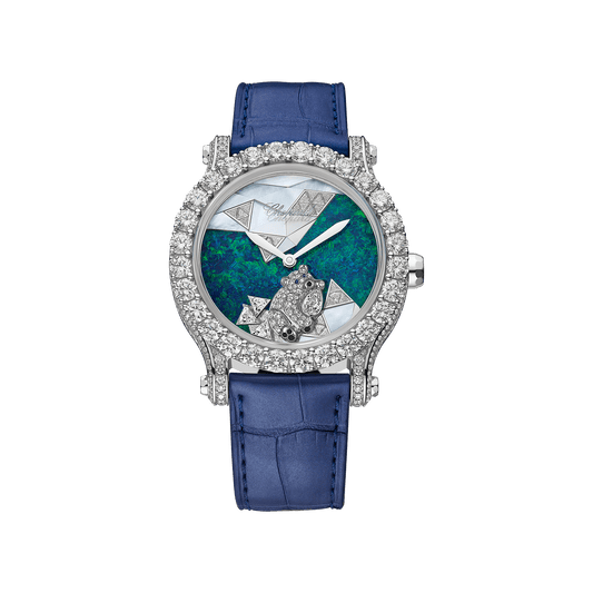 Chopard Happy Sport Métiers d'Art 40 mm Green Dial with Diamonds 18K White Gold Alligator Leather Strap 274425-1001