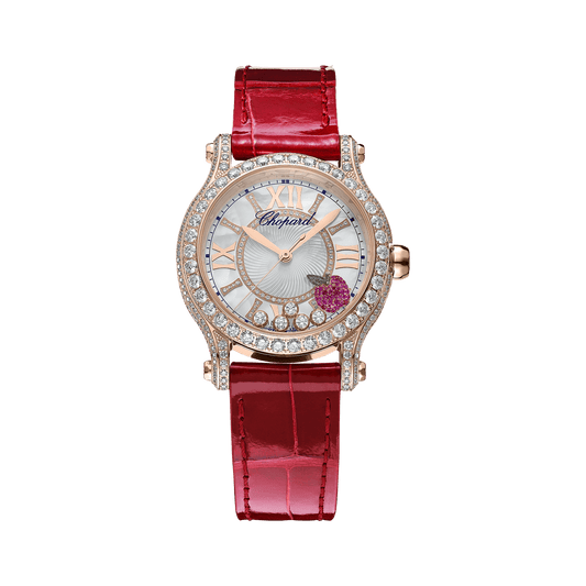 Chopard Happy Sport Fifth Avenue Edition 36 mm Textured Mother-Of-Pearl Dial with Diamonds 18k Rose Gold Alligator Leather Strap 274891-5024