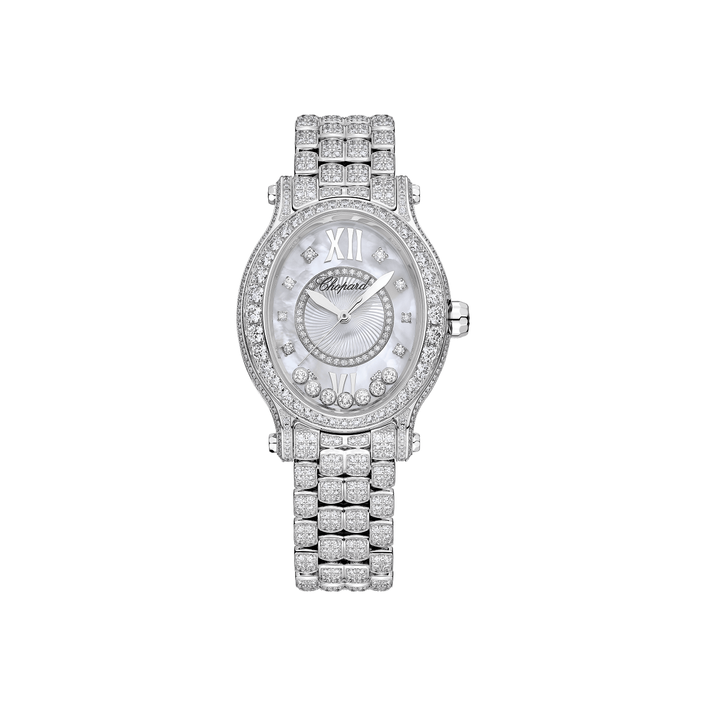 Chopard Happy Sport 29 x 31 mm Textured Mother-Of-Pearl Dial with Diamonds 18K White Gold Bracelet 275372-1002