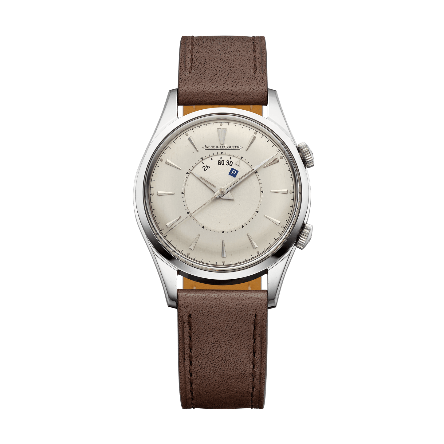 Jaeger-LeCoultre THE COLLECTIBLES Parking 35 mm Silvered Grey Dial Stainless Steel Calfskin Leather Strap QVE85801