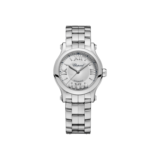 Chopard Happy Sport 30 mm Silver Dial with Diamonds Stainless Steel Bracelet 278573-3012