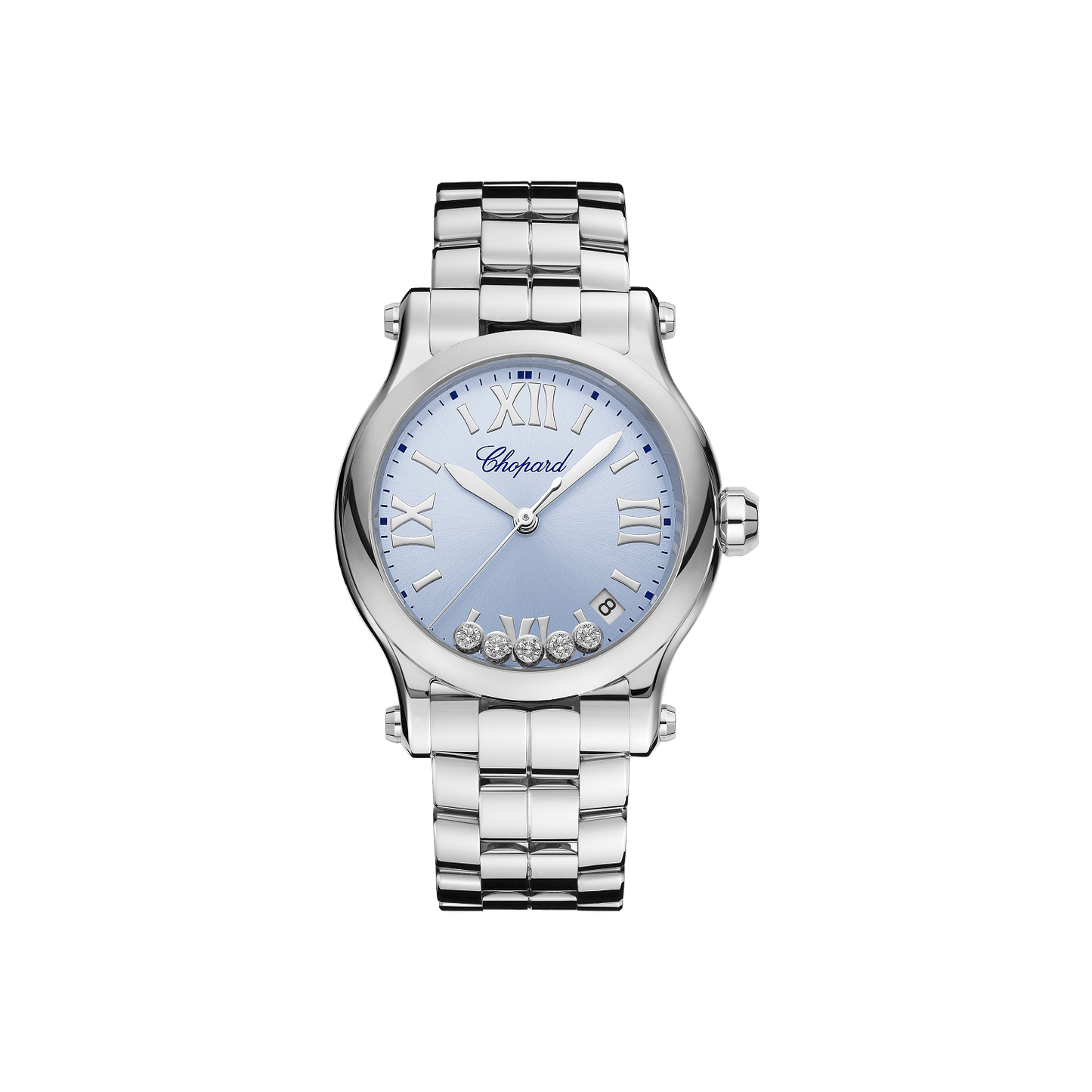 Chopard Happy Sport 36 mm Light Blue Dial with Diamonds Stainless Steel Bracelet 278582-3008