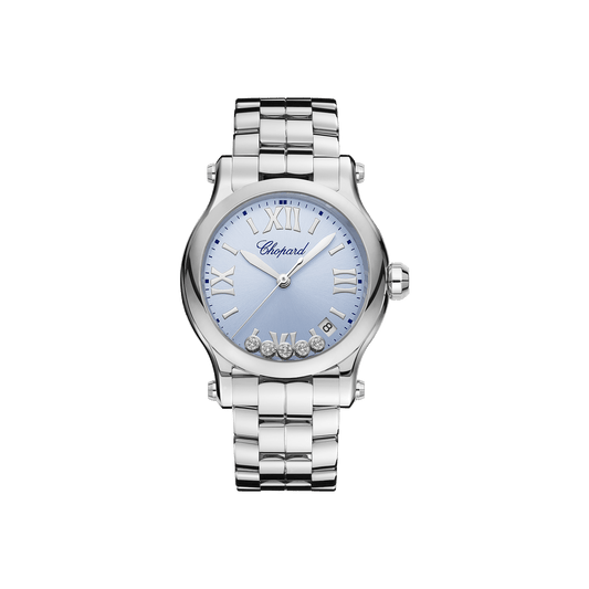 Chopard Happy Sport 36 mm Light Blue Dial with Diamonds Stainless Steel Bracelet 278582-3008