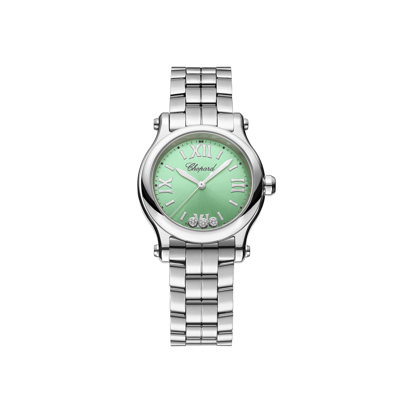 Chopard Happy Sport 30 mm Green Dial with Diamonds Stainless Steel Bracelet 278590-3013